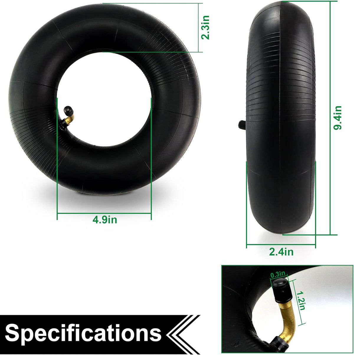 2 Pack Heavy Duty Replacement Inner Tubes with TR-13 Straight Metal Air Valve Stem A8509