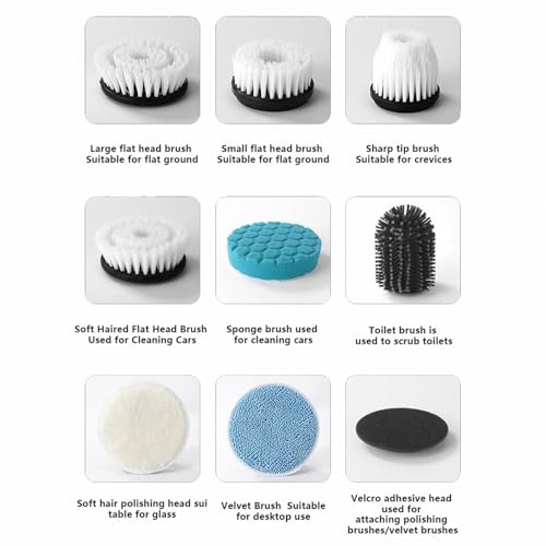 Cordless Electric Spin Scrubber with 9 Replaceable Brush Heads Y2843