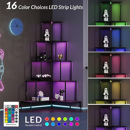 5-Tier Corner Bookshelf with RGB Light N103