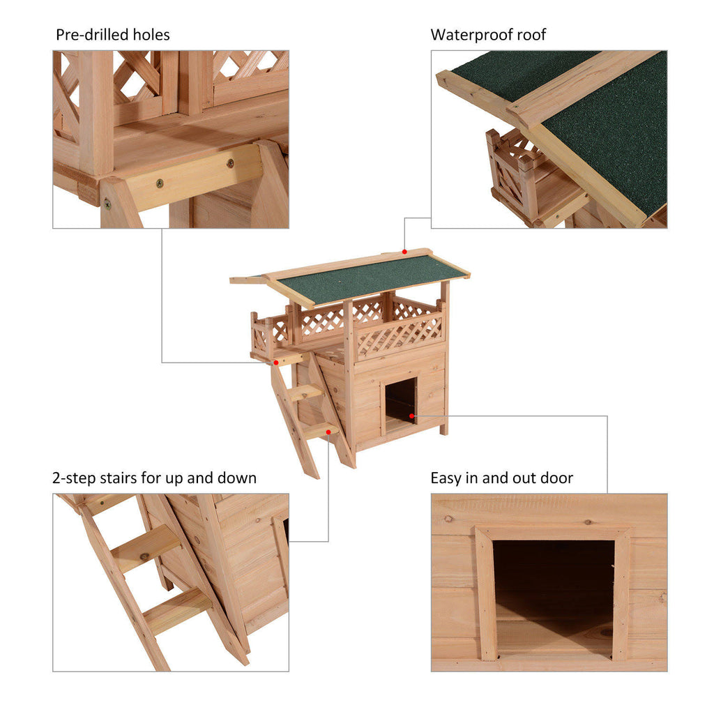 Wooden Pet House Kennel with Roof B73282