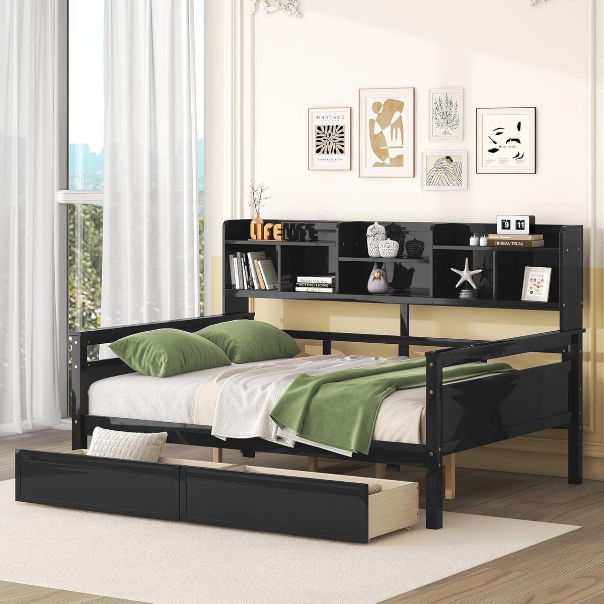 Espresso Full Size Wood Daybed with 2 Storage Drawers F250507