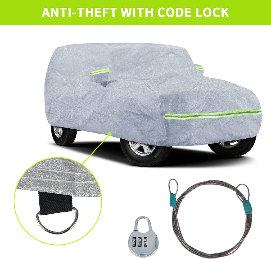 7 Layers Car Cover with Windproof Strap & Driver Door Zipper T627