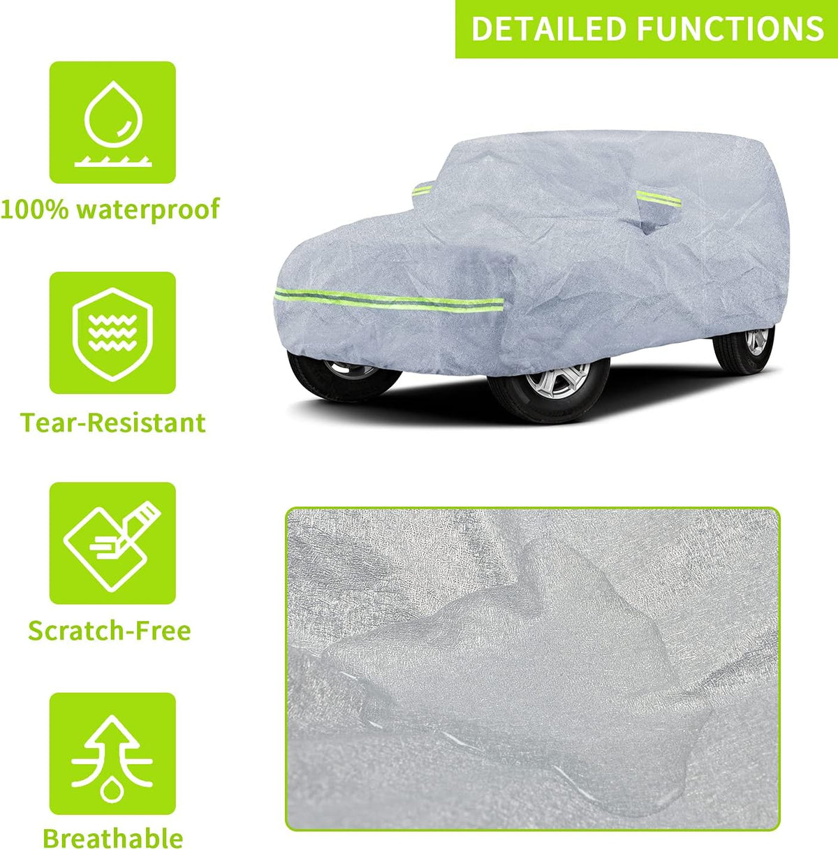 7 Layers Car Cover with Windproof Strap & Driver Door Zipper T627