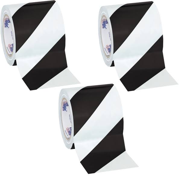 Black/White Striped Vinyl Safety Tape 4x22 x 36 Yard Roll Y963