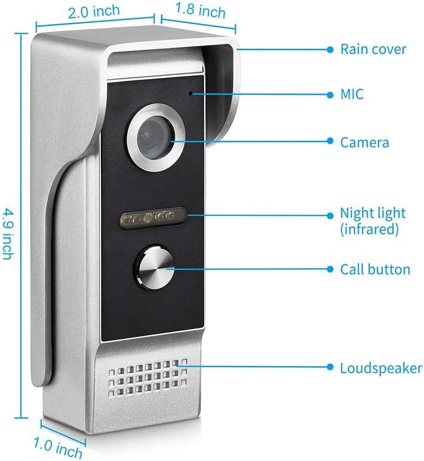 7 Inches Wired Video Door Phone with IR Night Vision Camera A394485