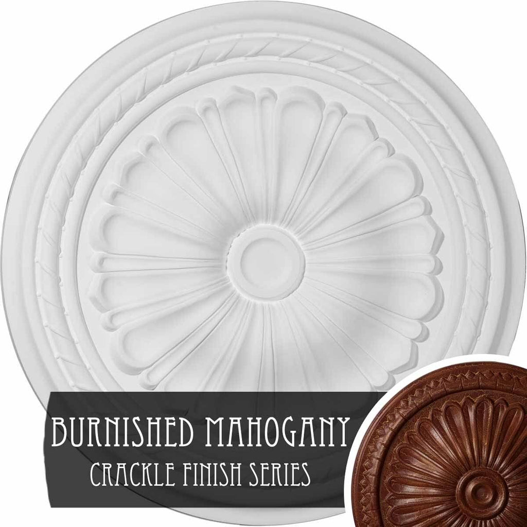 Hand-Painted Burnished Mahogany Crackle Ceiling Medallion J539