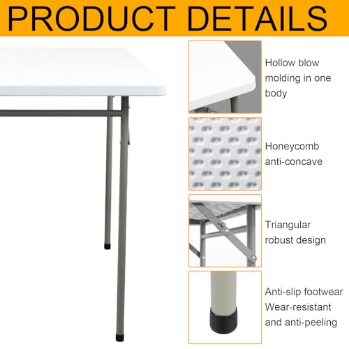 White 3ft Rectangular Plastic Folding Table N301013