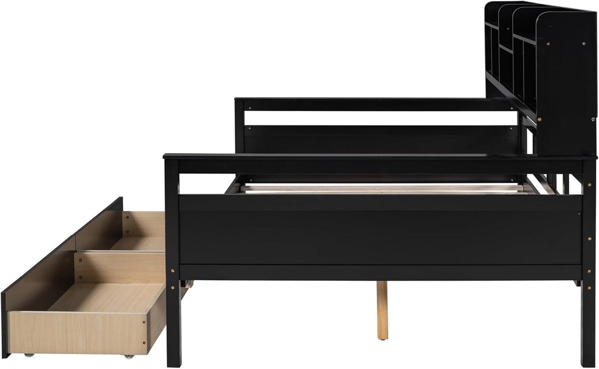 Espresso Full Size Wood Daybed with 2 Storage Drawers F250507