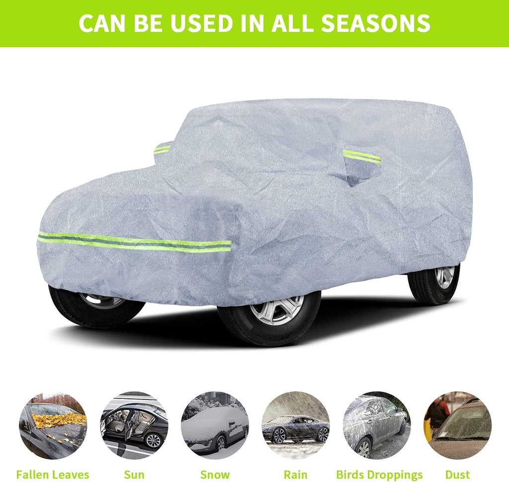 7 Layers Car Cover with Windproof Strap & Driver Door Zipper T627
