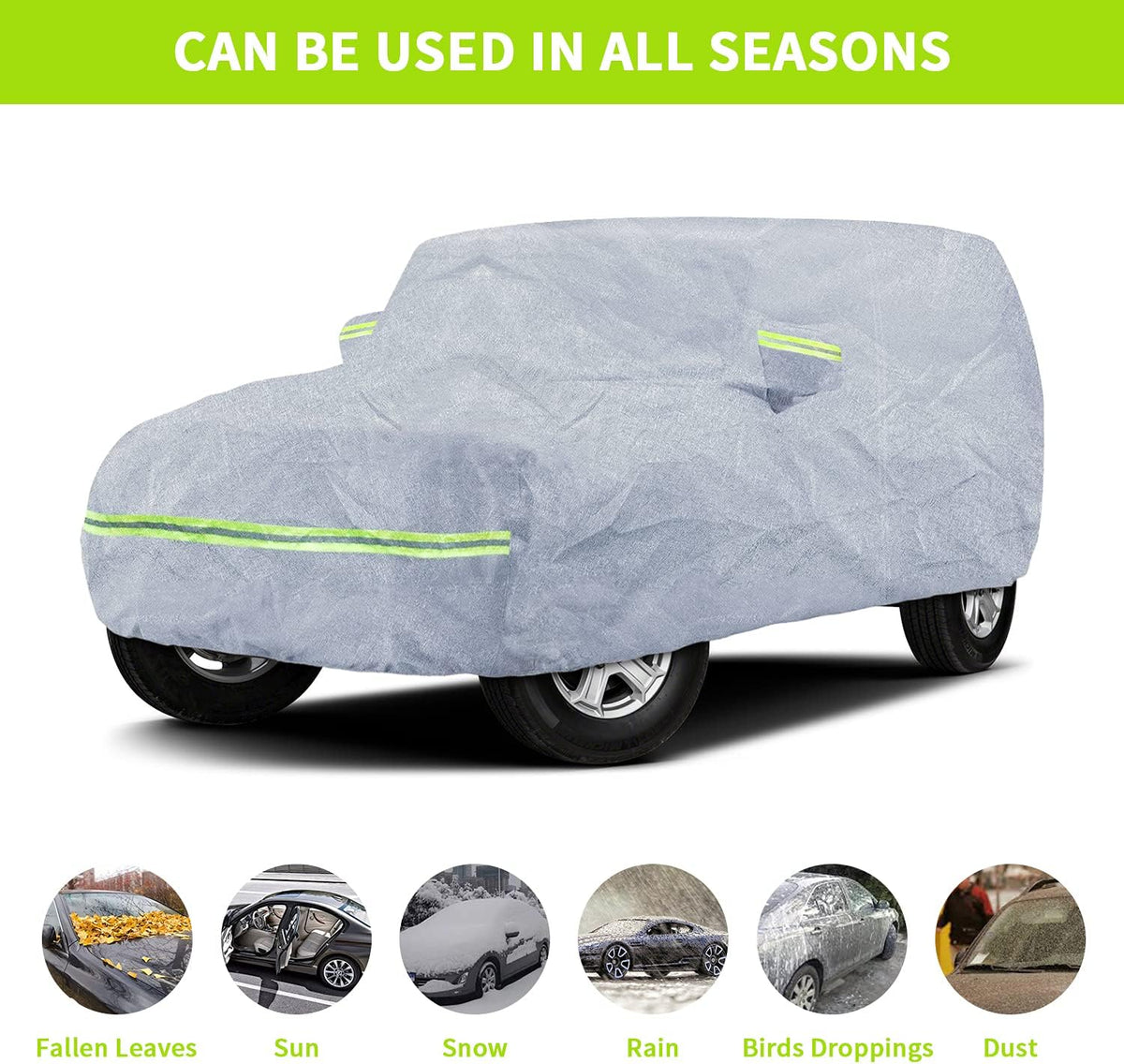 7 Layers Car Cover with Windproof Strap & Driver Door Zipper T627