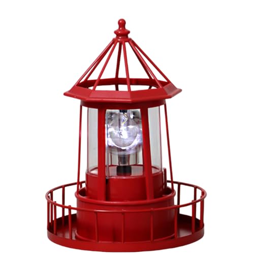 Red Rotating Solar Lighthouse Light, IP65 Waterproof N314722