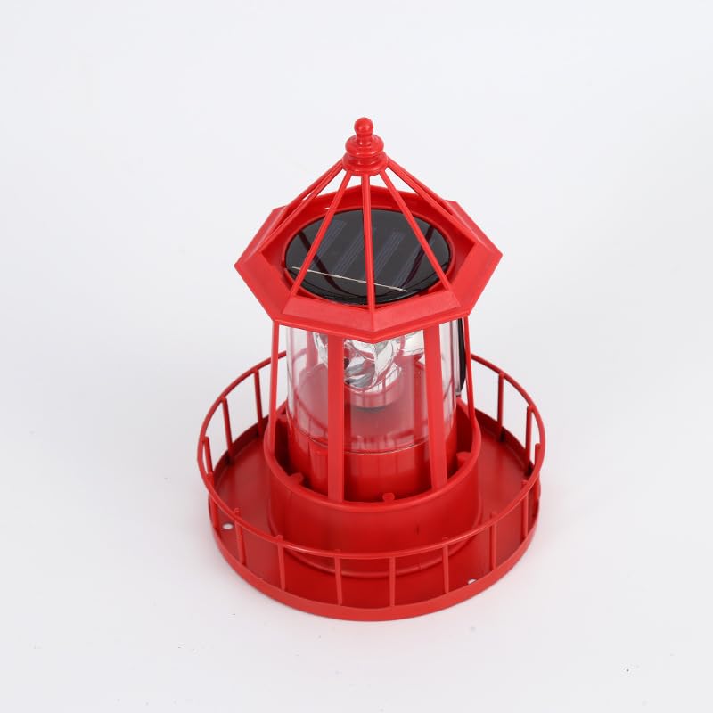 Red Rotating Solar Lighthouse Light, IP65 Waterproof N314722