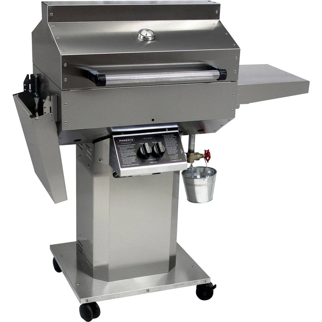 Stainless Steel Propane Gas Grill Head on Stainless Steel Pedestal Cart X666979