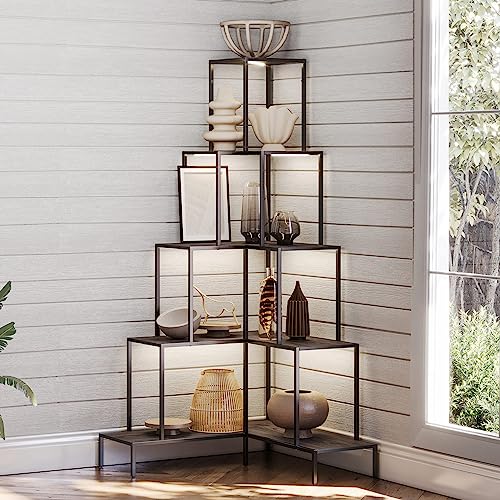 5-Tier Corner Bookshelf with RGB Light N103