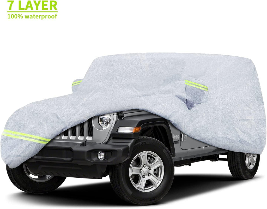 7 Layers Car Cover with Windproof Strap & Driver Door Zipper T627