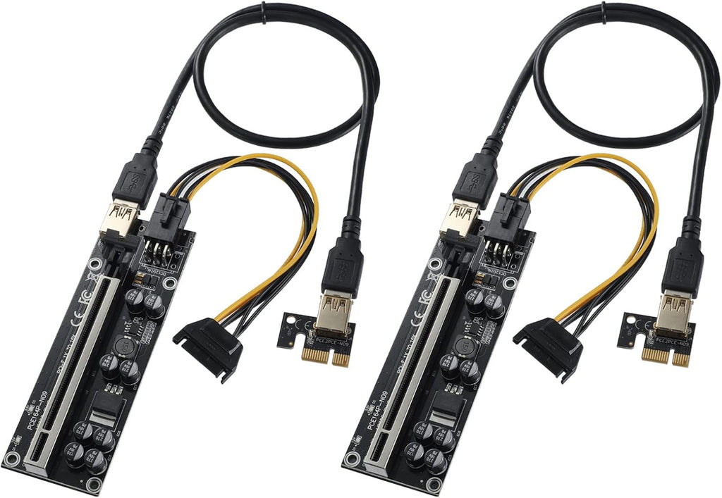 PCIE Riser with 6PIN SATA Power Cable and 60cm USB 3.0 Cable, 6 Pack X7858