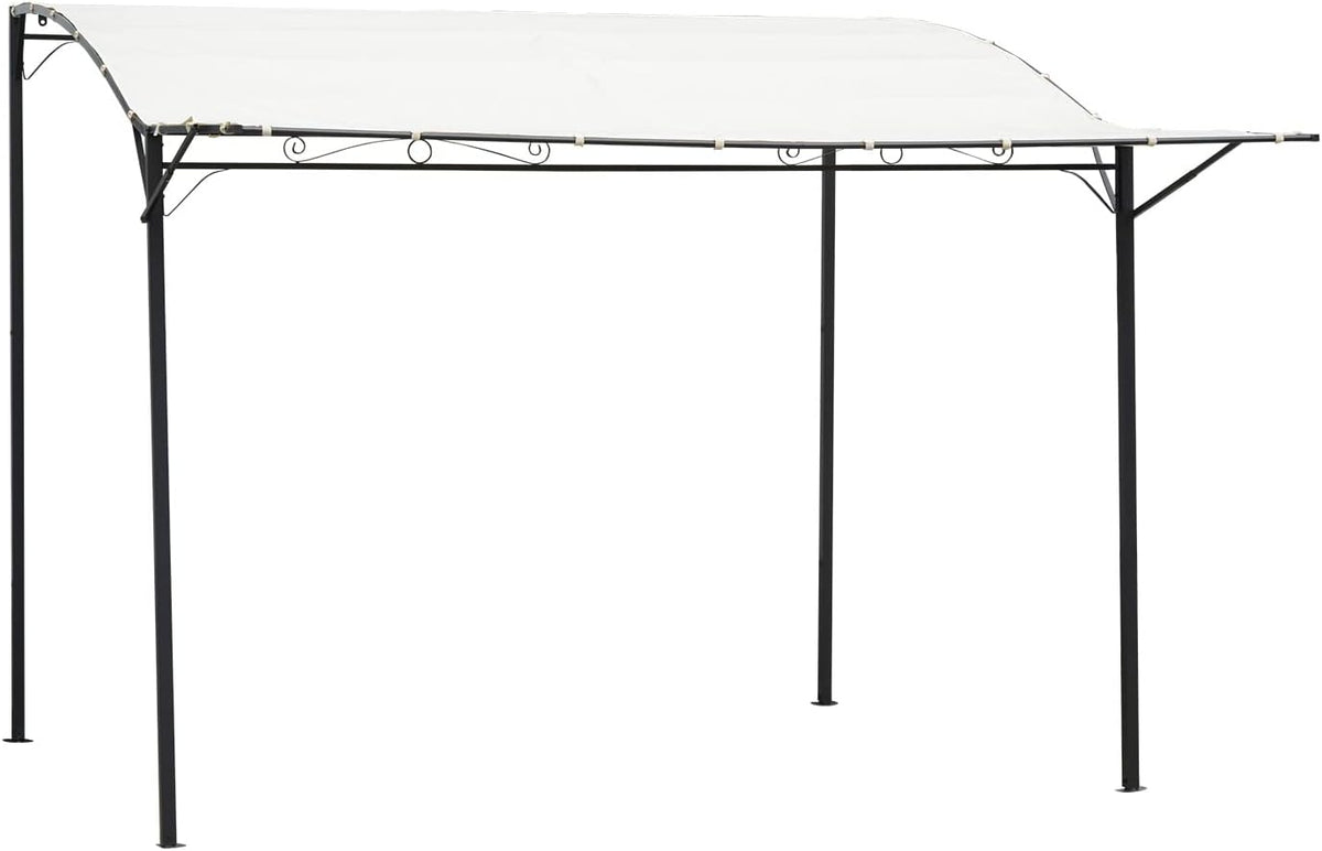10 x 8ft Beige Metal Pergola with Side Awning F905503