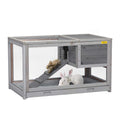 2 Story Wooden Rabbit Hutch with Pull Out Tray S295