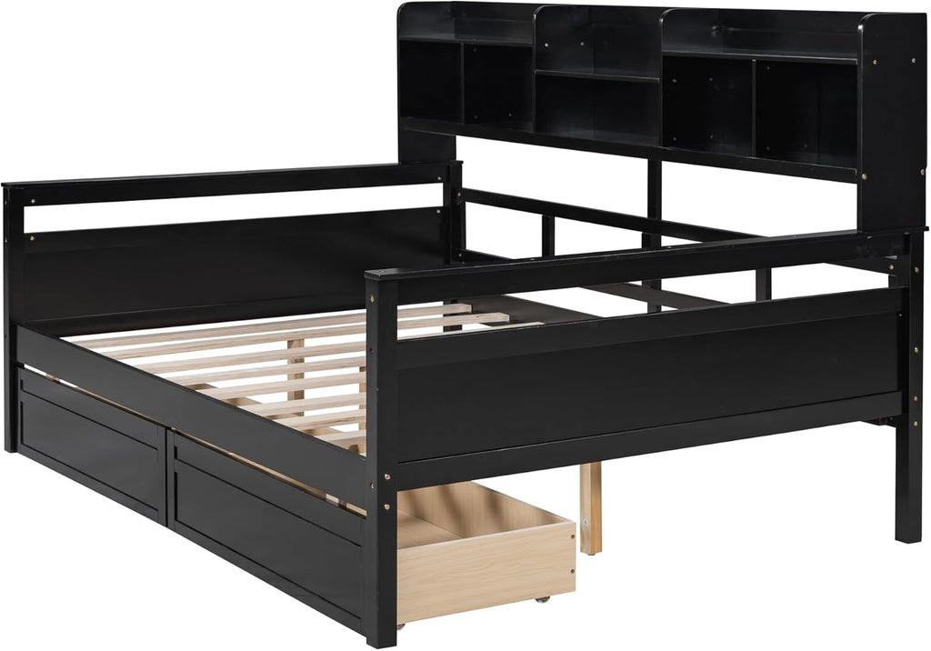 Espresso Full Size Wood Daybed with 2 Storage Drawers F250507