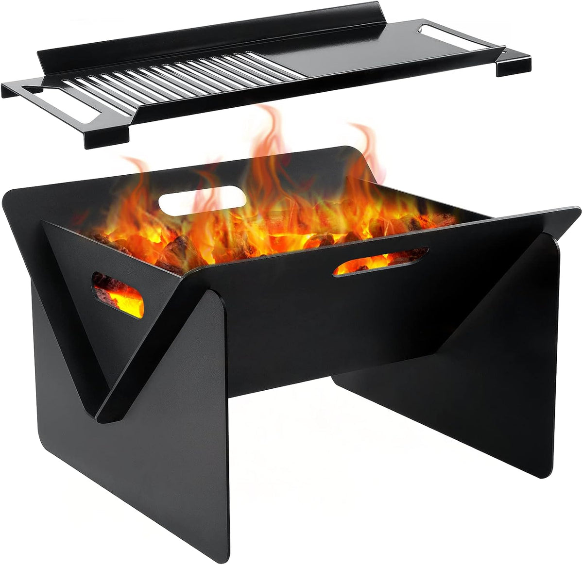 18 inch Wood Burning Fire Pit with Grill Pan U396