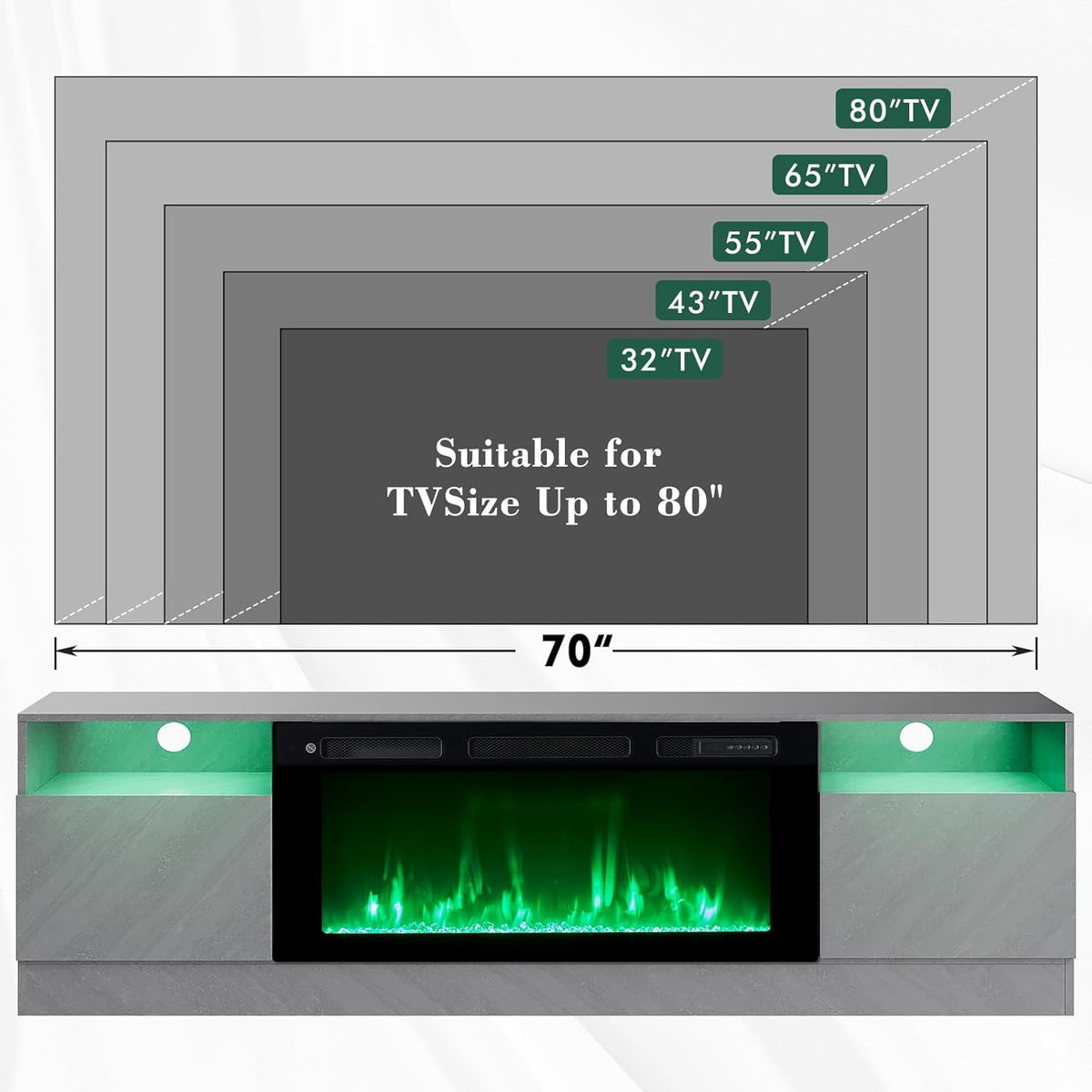 Gray Electric Fireplace TV Stand X8049