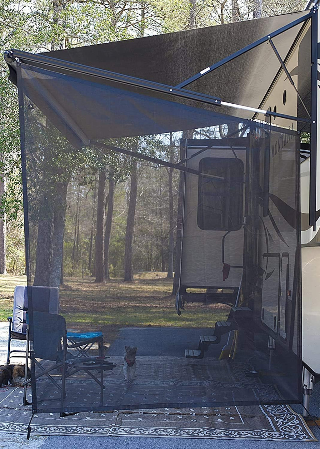 RV Awning Shade Screen 9'X7' Black Mesh Sunshade Pack of 2 Z4902