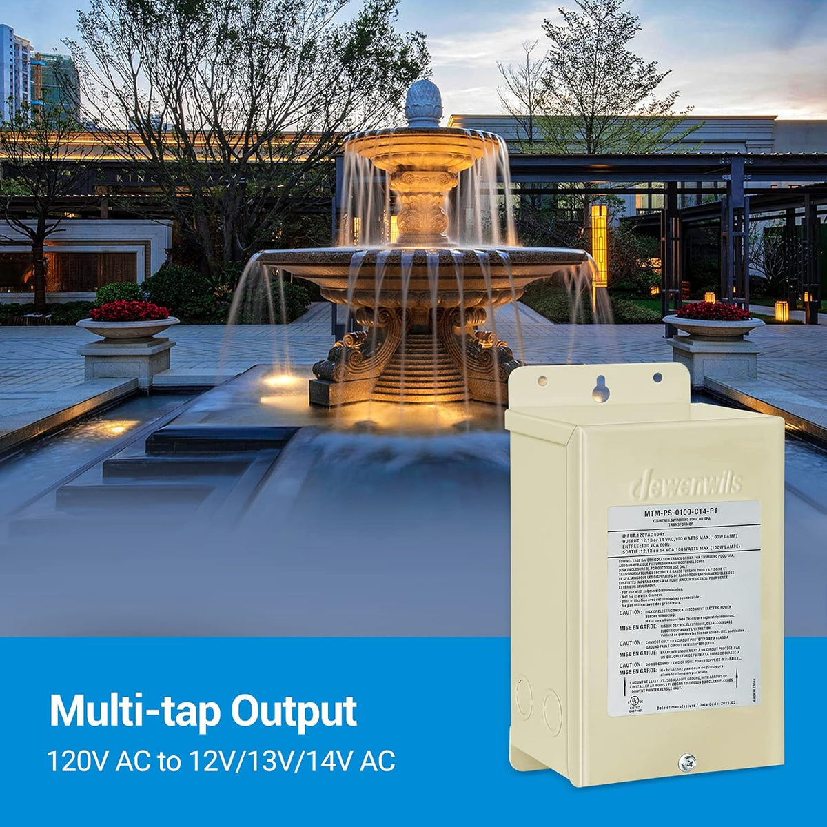 100W Multi-tap Low Voltage Pool Light Transformer X42652