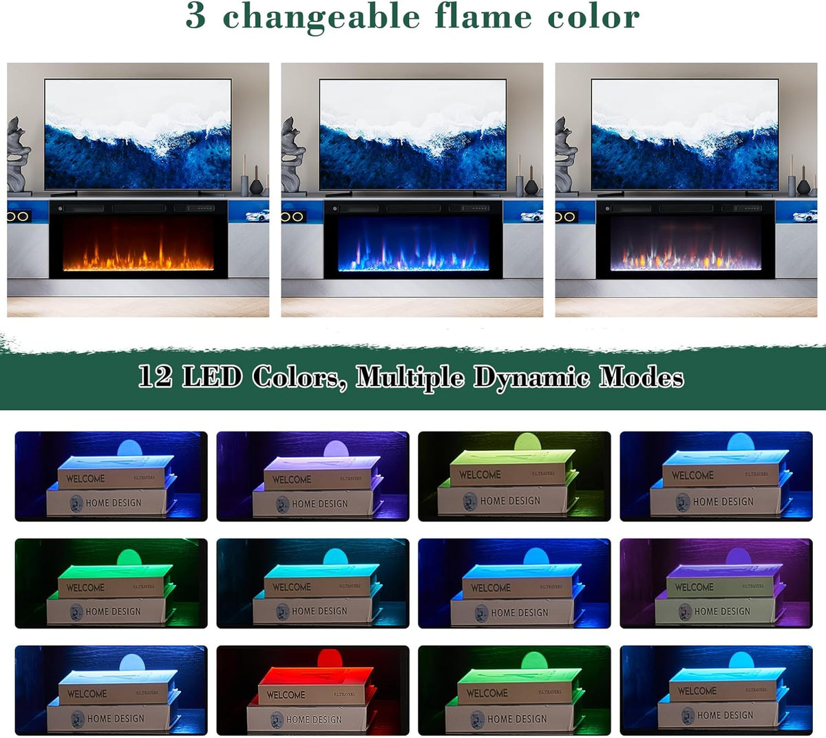 Gray Electric Fireplace TV Stand X8049