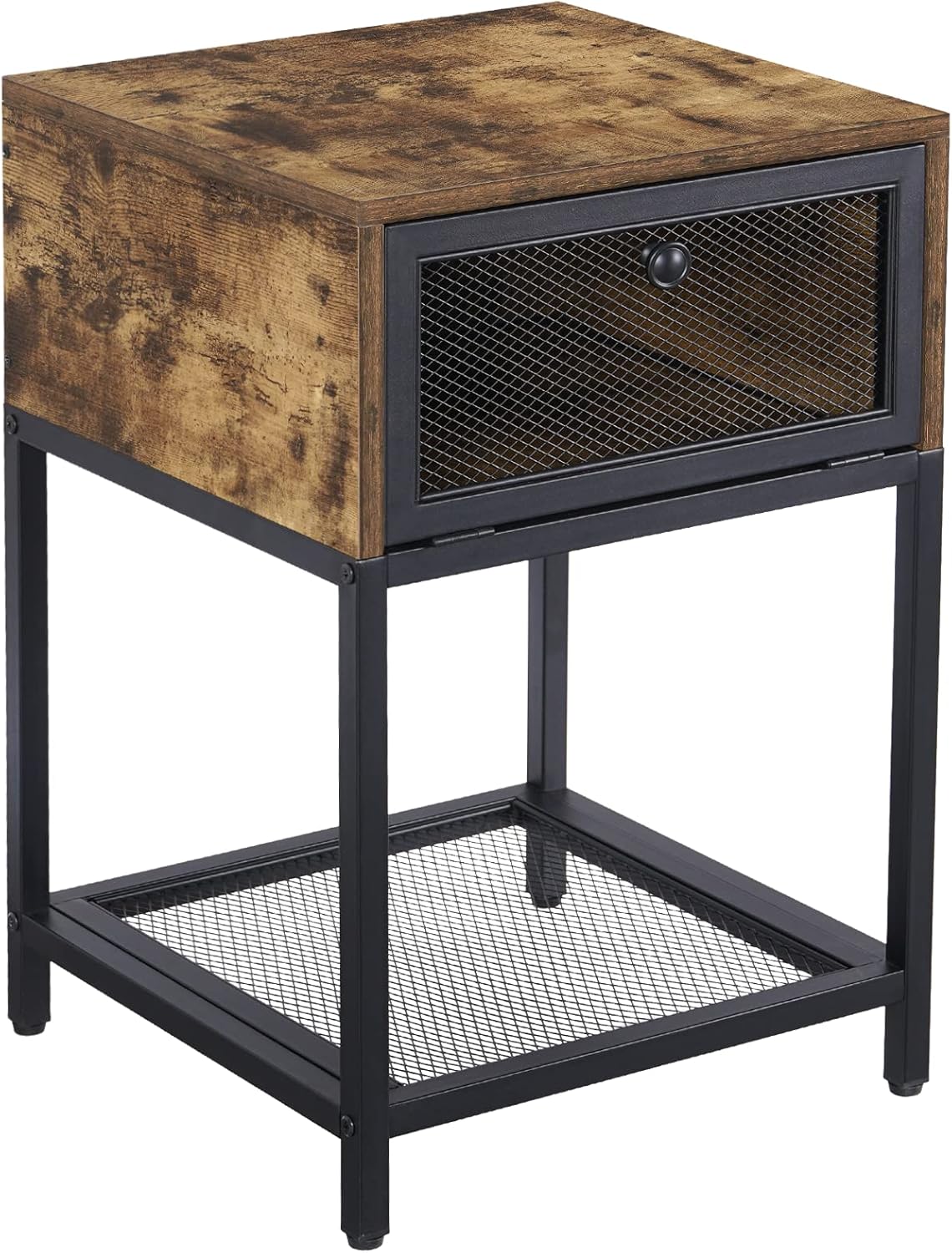 Rustic Brown and Black Storage Nightstand U7682