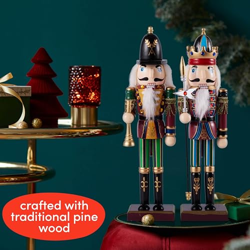 2 Pack 12 Inch Wooden Nutcracker Christmas Decor D66579