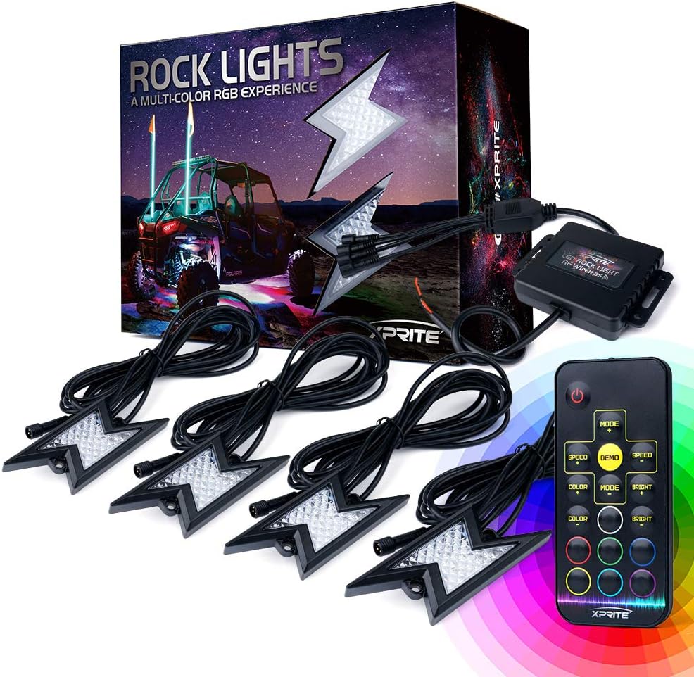 RGB LED Rock Lights Kit with Wireless Remote Control, 6PCS Q921125