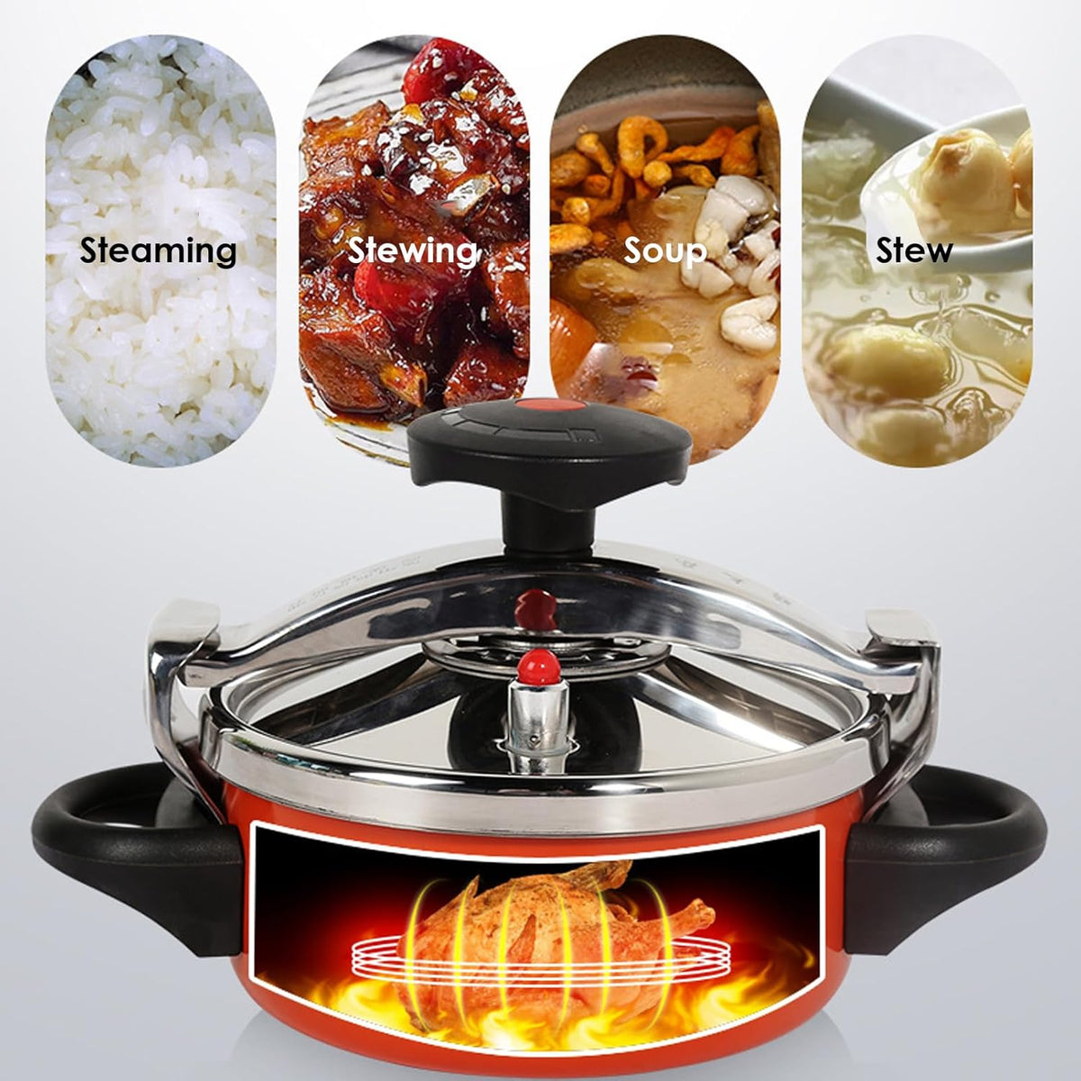 2L/2.1Quart Stainless Steel Mini Pressure Cooker D364807