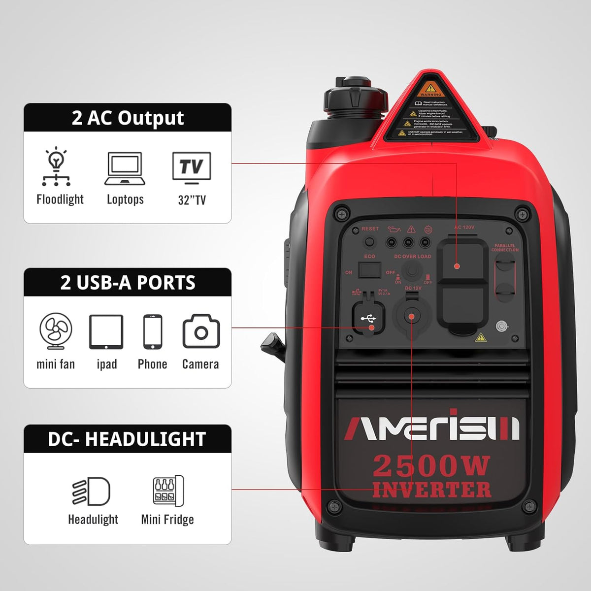 2500-Watt Gas Powered Portable Inverter Generator J159