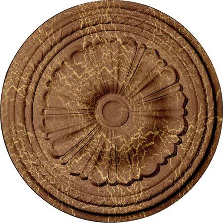 Hand-Painted Burnished Mahogany Crackle Ceiling Medallion J539