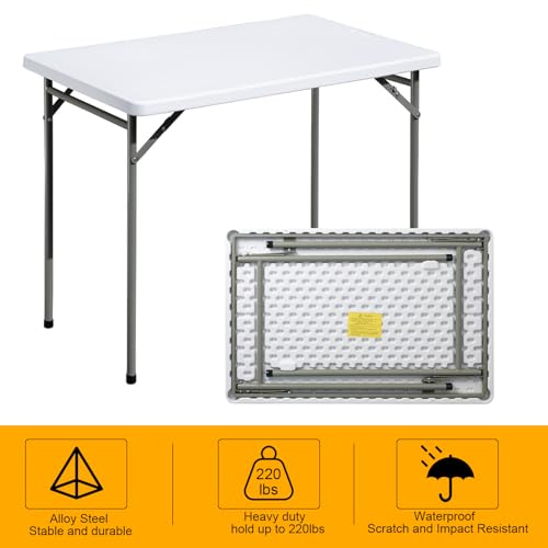 White 3ft Rectangular Plastic Folding Table N301013