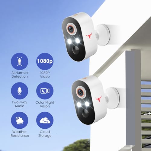 2 Pack 1080p Wireless Security Camera with Color Night Vision V5654