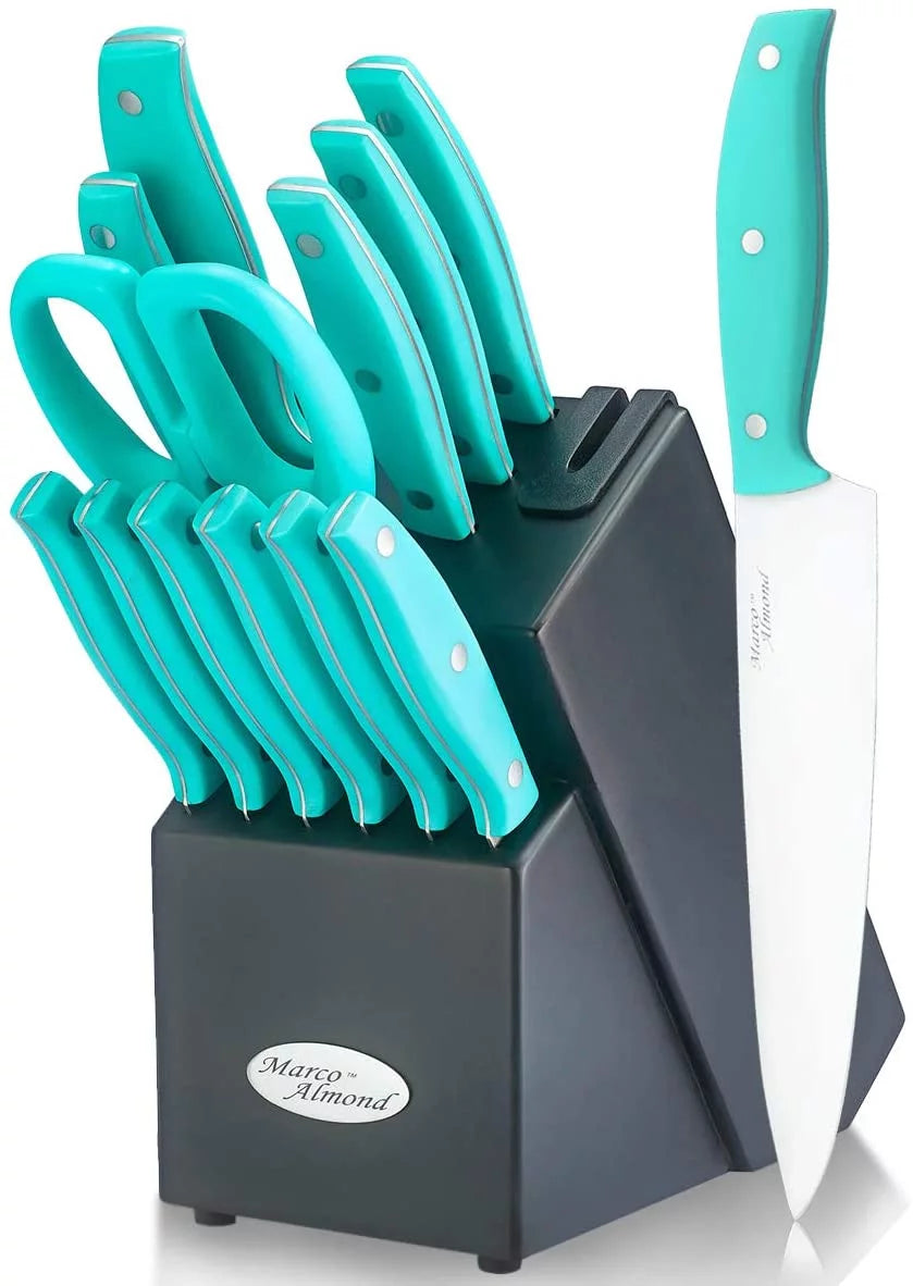 14pcs Kitchen Cutlery Knife Block Set with Built-in Sharpener X726514