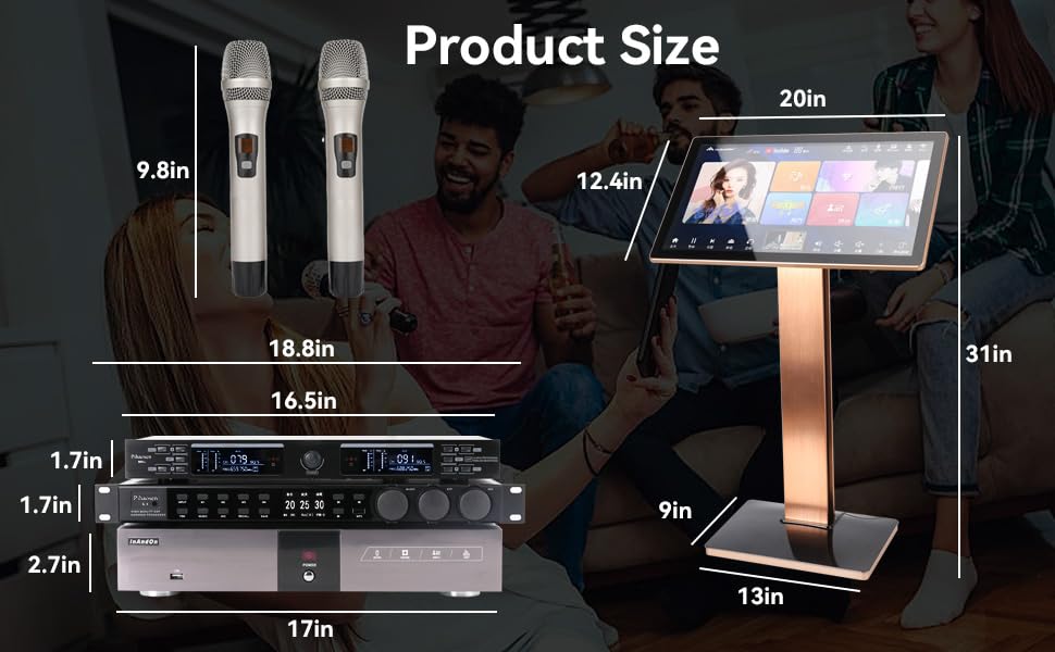 22-inch Touch Screen Karaoke Player with Wireless Microphone O897