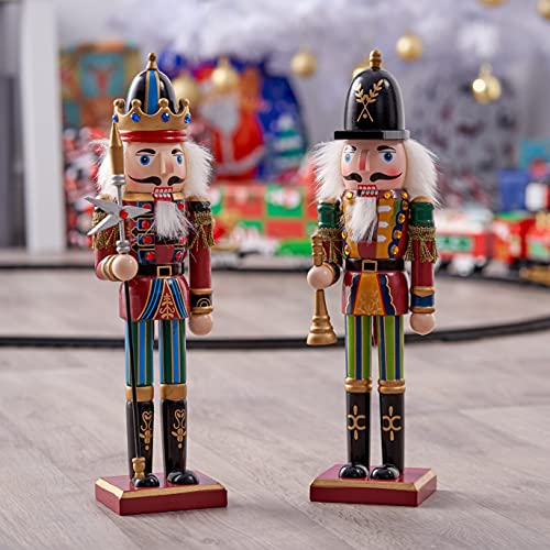 2 Pack 12 Inch Wooden Nutcracker Christmas Decor D66579