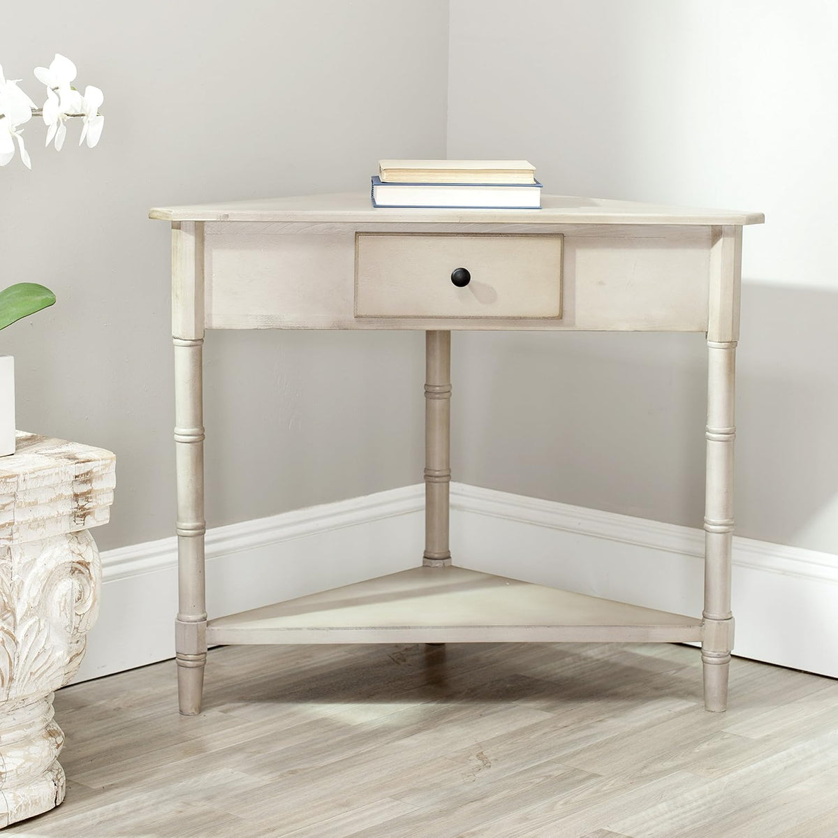 Distressed Black Corner Table I904836