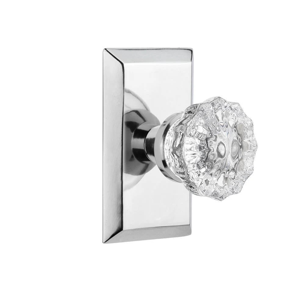 Crystal Glass Door Knob, Bright Chrome V26402