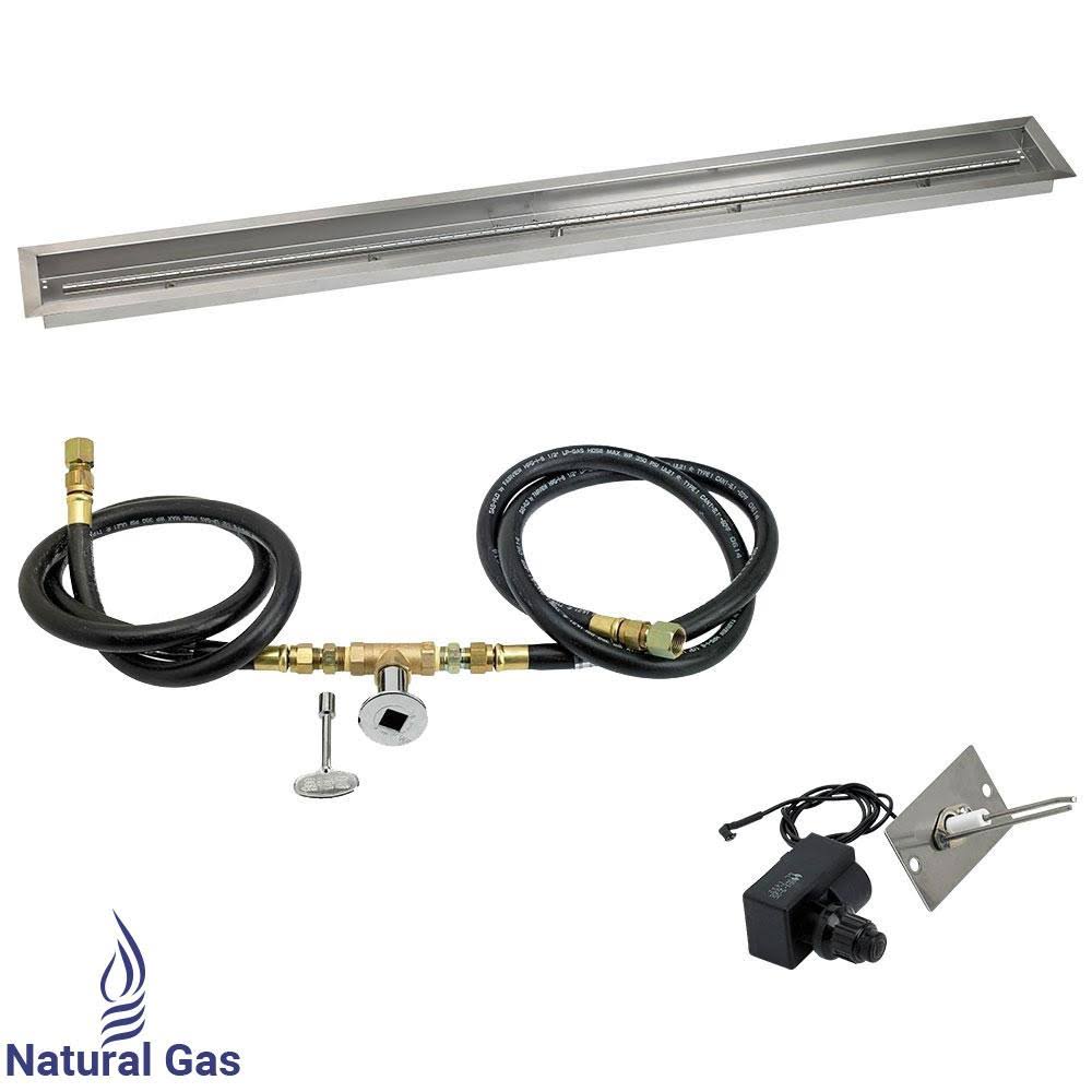48x22 Linear Stainless Steel Drop-in Fire Pit Pan with Spark Ignition Kit X396