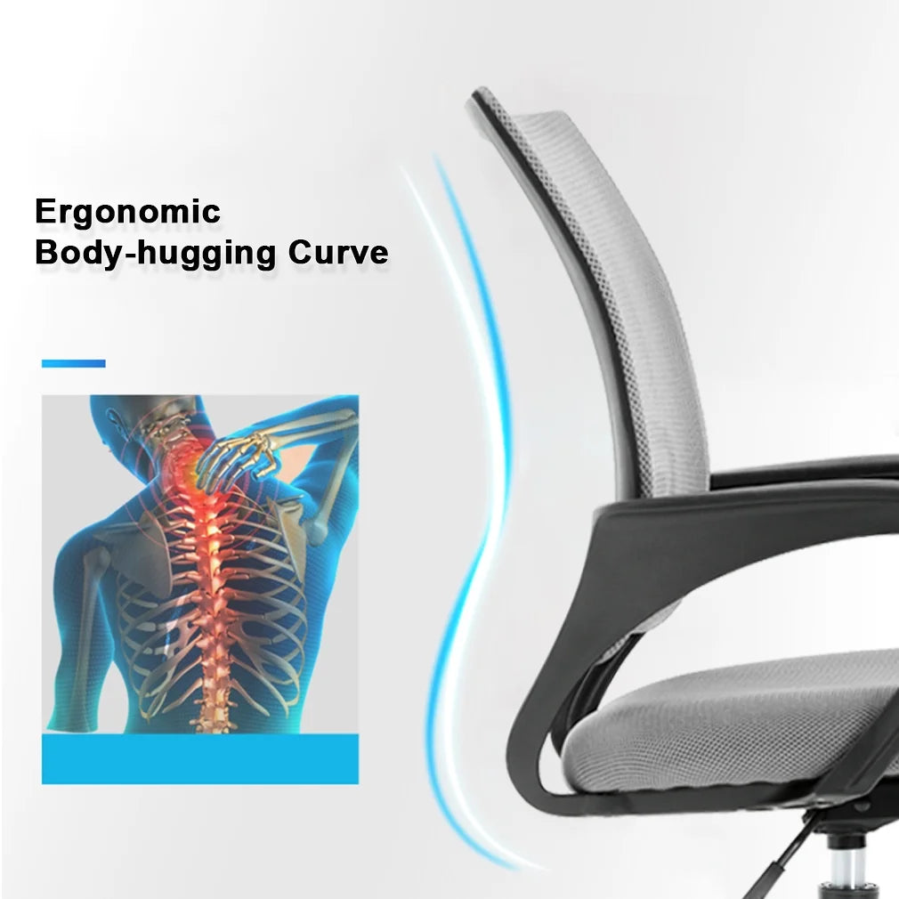 Grey Ergonomic Swivel Office Chair with Lumbar Support X12314