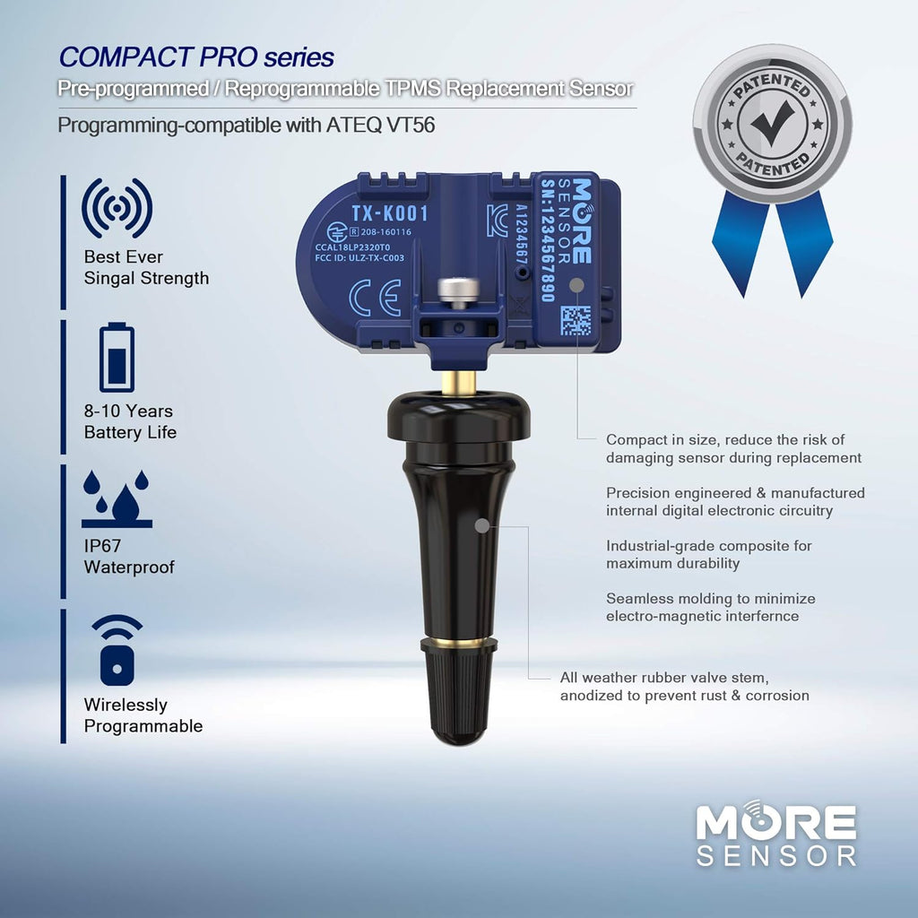 TPMS Tire Pressure Sensor 4-Pack with Rubber Valve Stem O25401