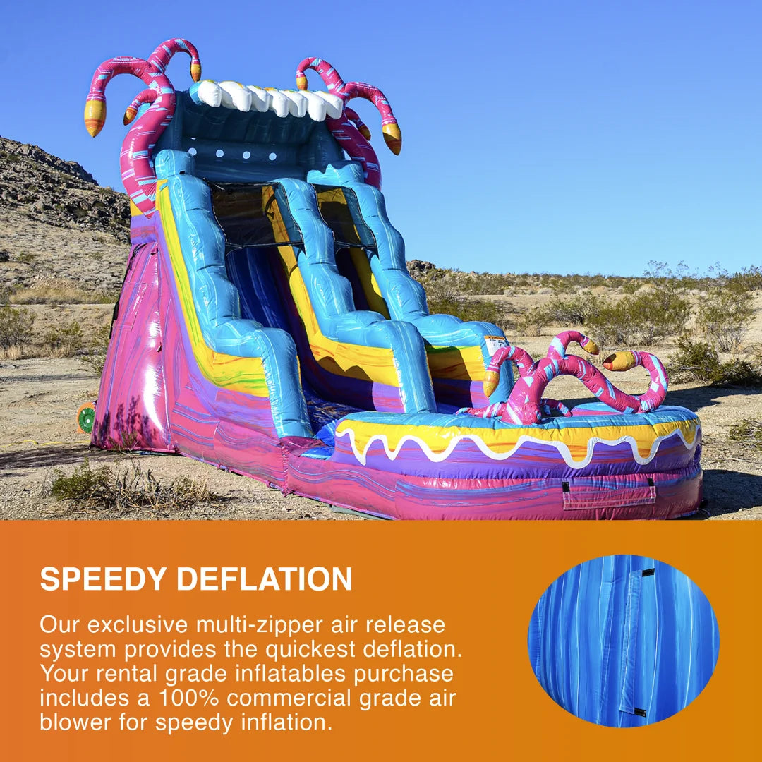 Commercial Grade Bounce House Inflatable with Water Slide and Pool Combo, Dual Lane Slide E133