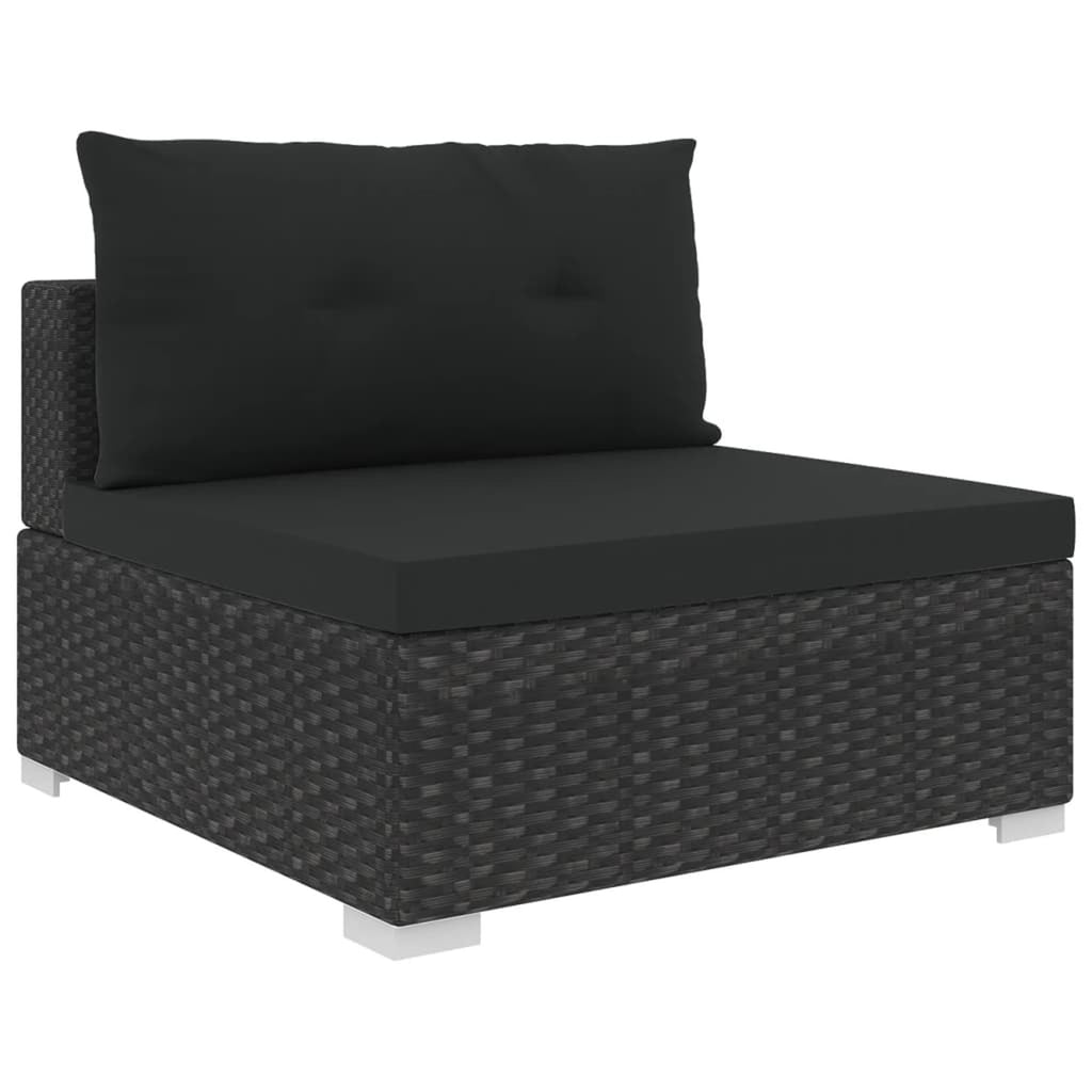 10 Piece Black Poly Rattan Outdoor Sectional Sofa Set H12240