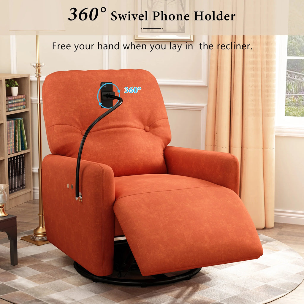 Orange 270 Degree Swivel Electric Recliner Sofa Y4363