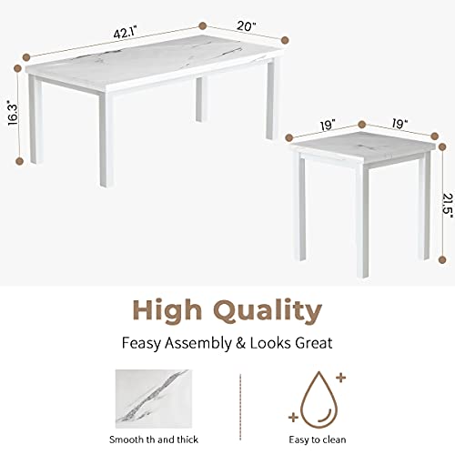 Faux Marble Coffee Table Set of 3 Piece Metal Frame U522