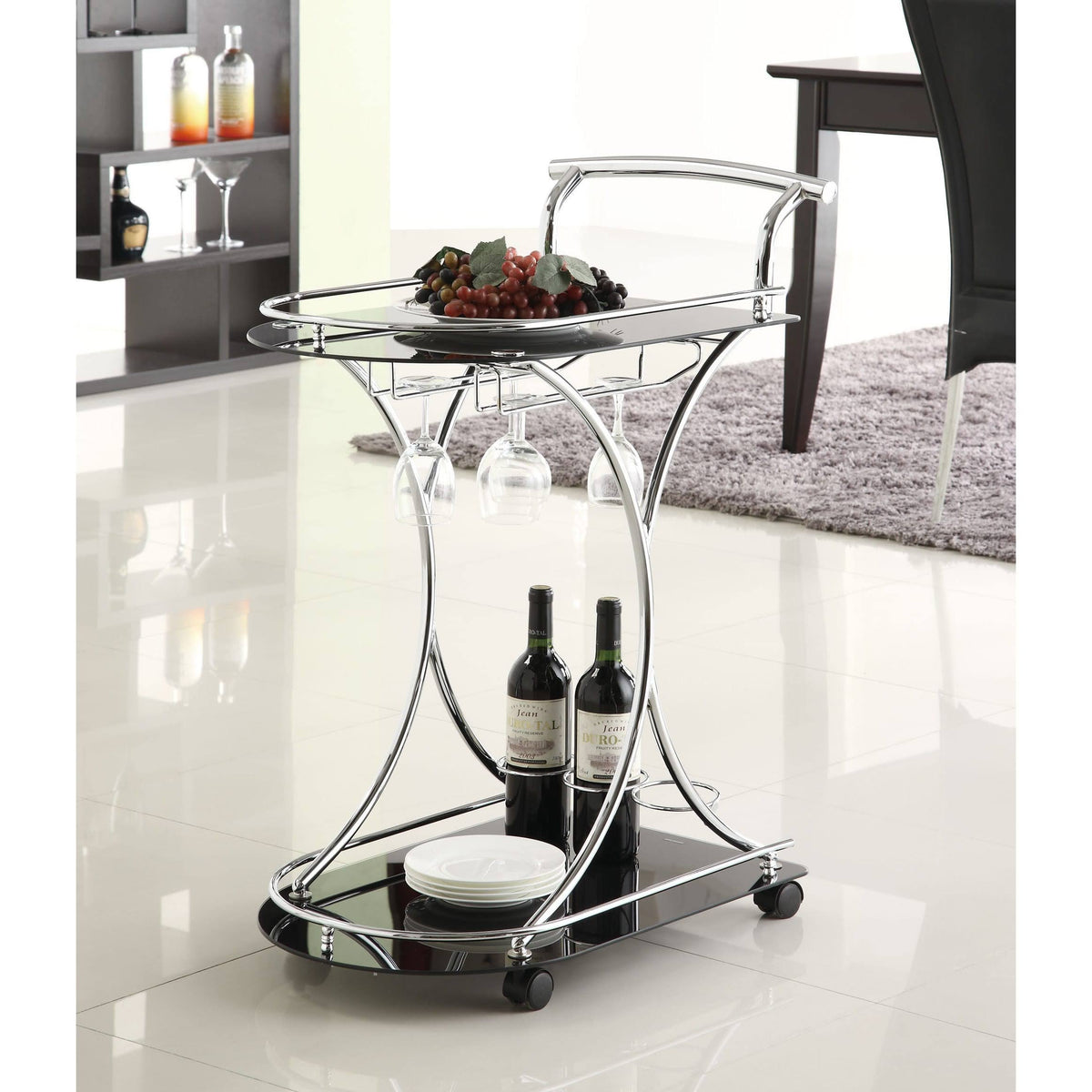 Black Chrome Bar Cart Q49336