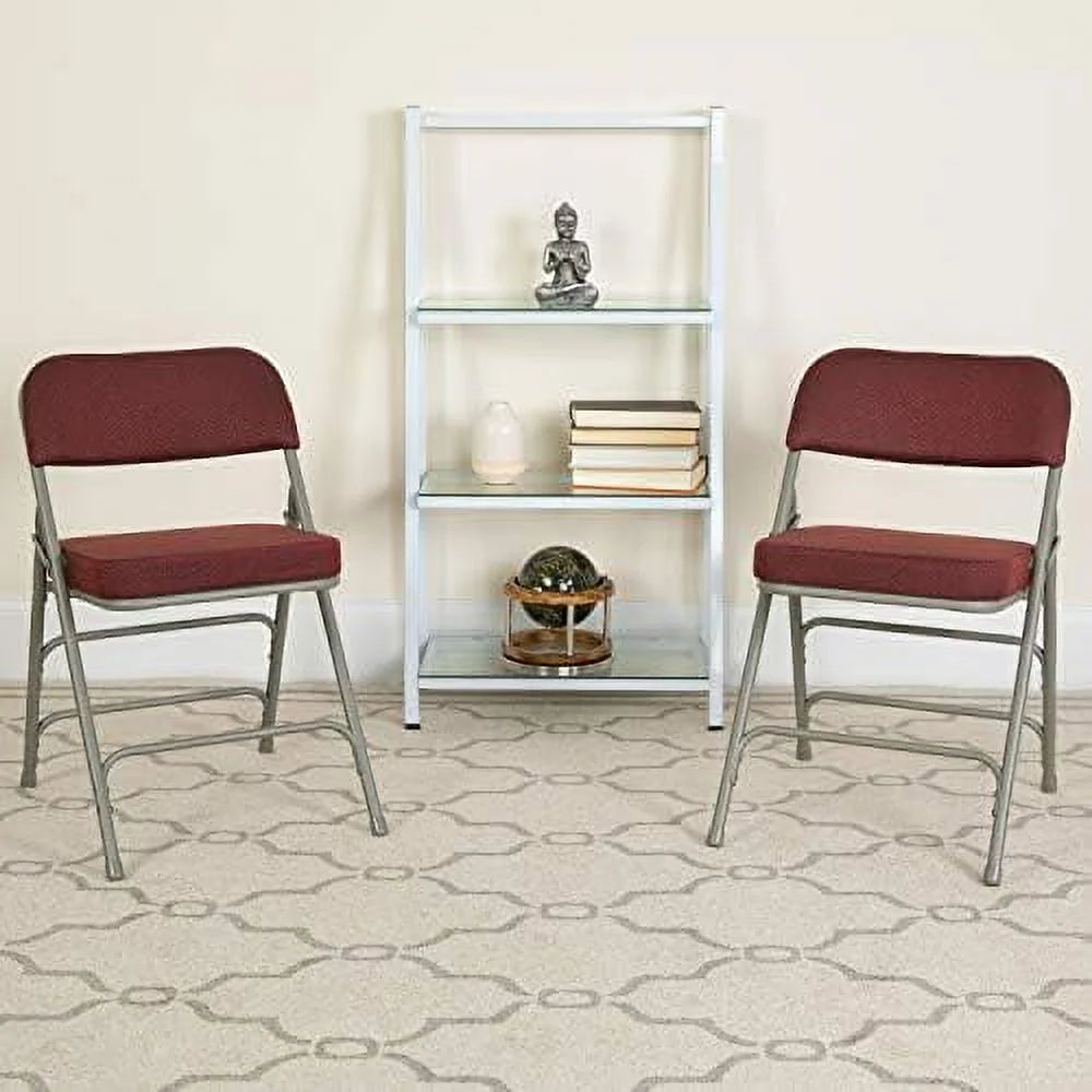 Burgundy Fabric Metal Folding Chair W2049